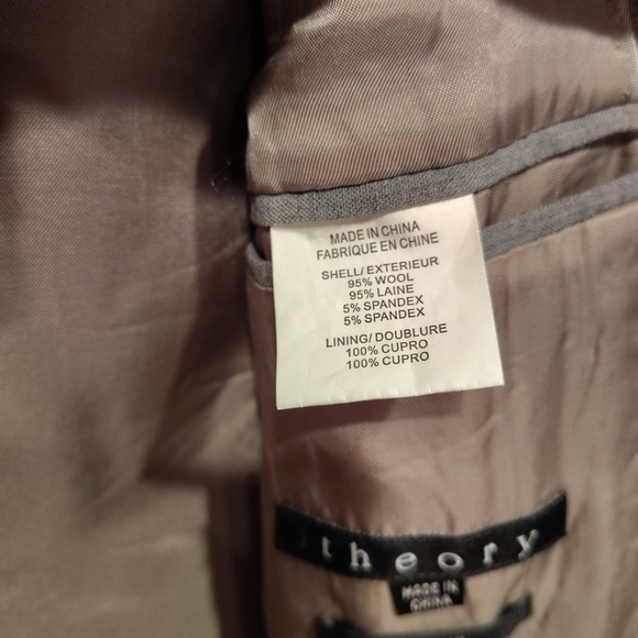 Theory Men's Gray Wool Blazer 2 Button Suit Jacket Sz  44L Prom Event Career - Picture 6 of 8